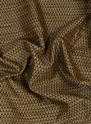 Dobby Jacquard Black and Beige Silk Blend Fabric