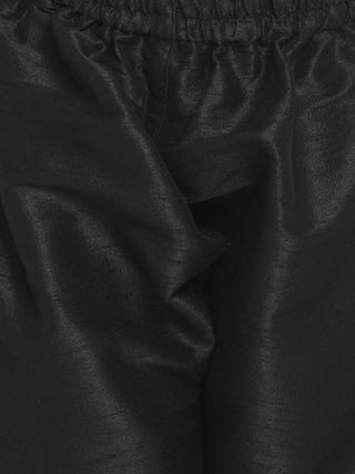Vastramay Cream and Black Color Silk Blend  Baap Beta Jacket Kurta Pyjama set