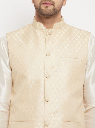 VM BY VASTRAMAY Men's Cream Silk Blend Jacket