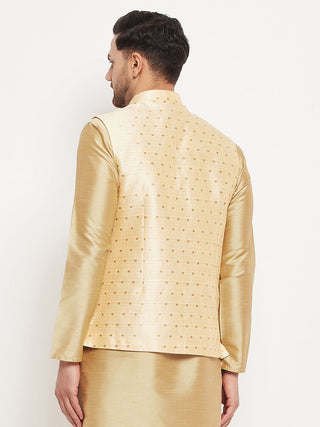 VM By VASTRAMAY Men's Gold Zari Weaved Jacket