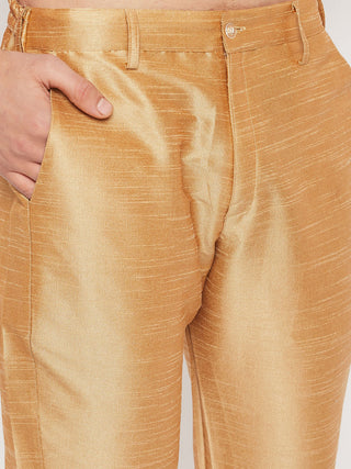 VM BY VASTRAMAY Men's Gold Zari Weaved Kurta And Pant Set