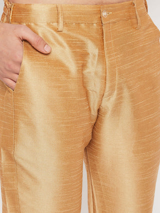VM BY VASTRAMAY Men's Aqua Blue Silk Blend Kurta and Rose Gold Pant Style Pyjama Set