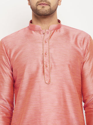 VM BY VASTRAMAY Men's Pink Silk Blend Kurta