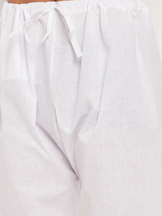 VM BY VASTRAMAY Men's Chiku Cotton Blend Kurta and White Pyjama Set