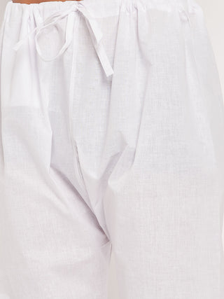 VM BY VASTRAMAY Men's Black Cotton Kurta And White Pyjama Set