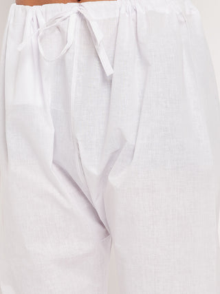 VM By VASTRAMAY Men's Maroon Solid Kurta with White Pyjama Set
