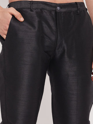 VM By VASTRAMAY Men's Black Silk Blend Pant Style Pyjama