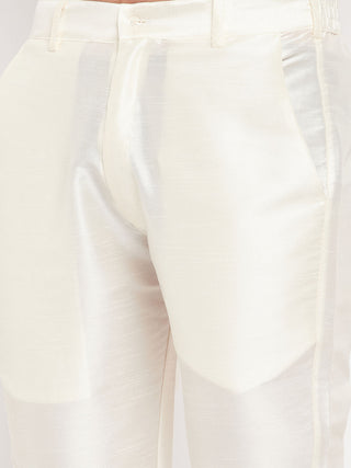 VM By VASTRAMAY Men's Cream Silk Blend Pant Style Pyjama