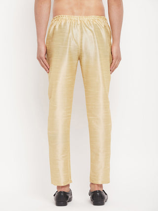 VM By VASTRAMAY Men's Gold Silk Blend Pant Style Pyjama