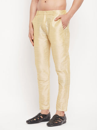 VM By VASTRAMAY Men's Gold Silk Blend Pant Style Pyjama