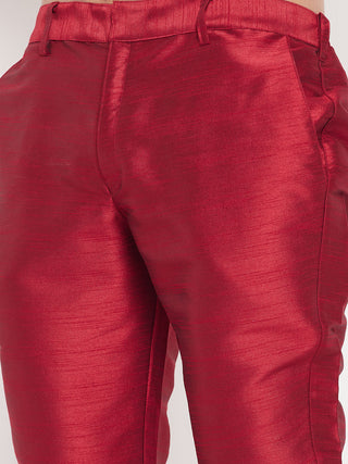 VM By VASTRAMAY Men's Maroon Silk Blend Pant Style Pyjama