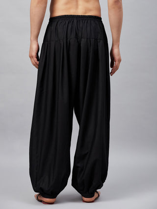 VASTRAMAY Men's Black Cotton Silk Blend Pyjama