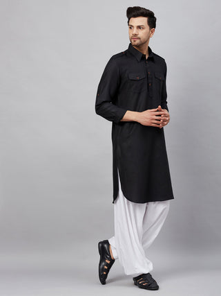 VM By VASTRAMAY Men's Black Pathani Suit Set