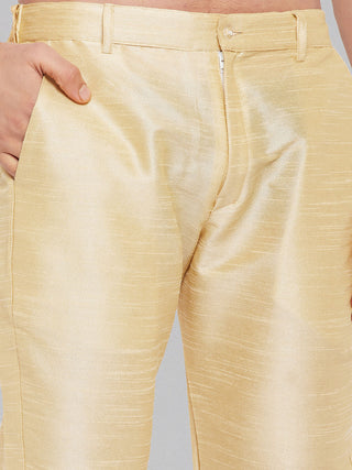 VM By VASTRAMAY Men's Maroon Silk Blend Curved Kurta Pant Set