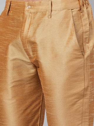 VM By VASTRAMAY Men's Wine Silk Blend Curved Kurta Pant Set