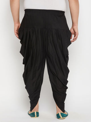 VASTRAMAY Men's PLUS  Size Black Solid Cowl Dhoti Pant