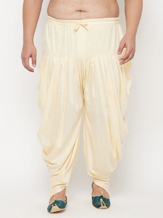 VASTRAMAY Men's PLUS  Size Gold Solid Cowl Dhoti Pants