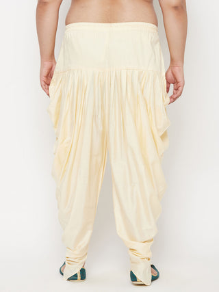 VASTRAMAY Men's PLUS  Size Gold Solid Cowl Dhoti Pants
