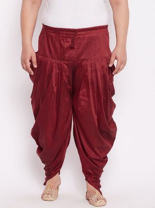 VASTRAMAY Men's Plus Size Maroon Solid Dhoti Pants