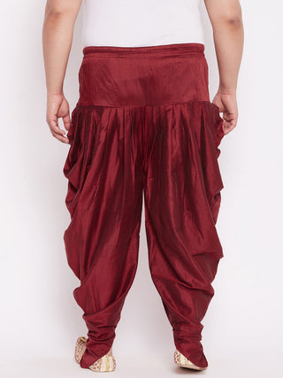 VASTRAMAY Men's Plus Size Maroon Solid Dhoti Pants