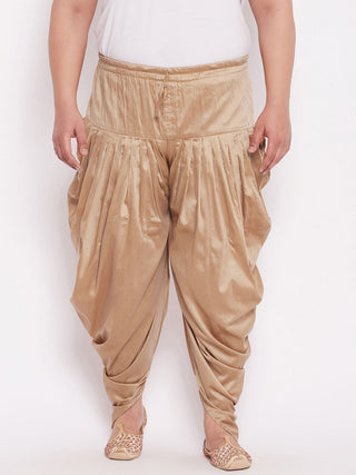 VASTRAMAY PLUS Size Men's Rose Gold-Coloured Solid Cowl Dhoti
