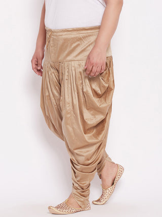 VASTRAMAY PLUS Size Men's Rose Gold-Coloured Solid Cowl Dhoti