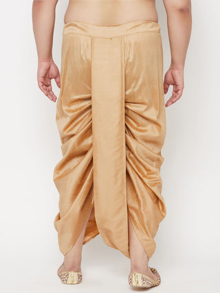 Vastramay Men's Plus Size Rose Gold Cotton Blend Traditional Dhoti