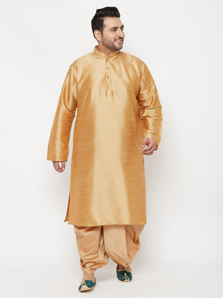 Vastramay Men's Plus Size Rose Gold Cotton Blend Traditional Dhoti