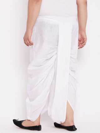 Vastramay Men's Plus Size Pure Cotton White Traditional Dhoti