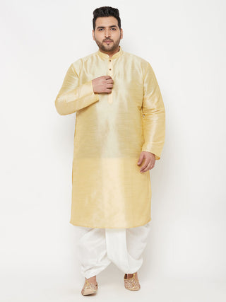Vastramay Men's Plus Size White Cotton Blend Solid Traditional Dhoti