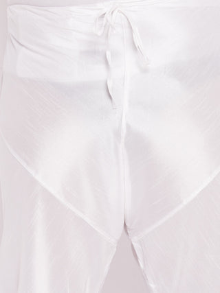 VASTRAMAY Men's Peach Silk Blend Jodhpuri With White Kurta Pyjama Set