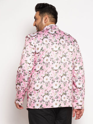 VASTRAMAY Plus Size Men's pink Silk Blend Jodhpuri