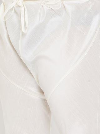VASTRAMAY Men's Plus Size Cream Silk Blend Kurta Pyjama Set
