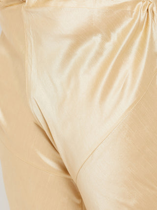 VASTRAMAY Men's Plus Size Golden Silk Blend Kurta Pyjama Set