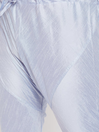 VASTRAMAY Men's Plus Size Lavender Silk Blend Kurta Pyjama Set