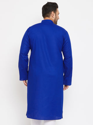 VASTRAMAY Men's Plus Size Blue Cotton Kurta