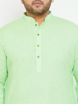 VASTRAMAY Men's Plus Size Mint Green Cotton Kurta