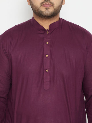 VASTRAMAY Men's Plus Size Purple Cotton Blend Kurta