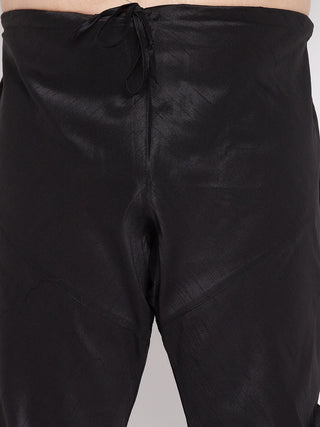 VASTRAMAY Men's Plus Size Black Woven Kurta And Pyjama Set