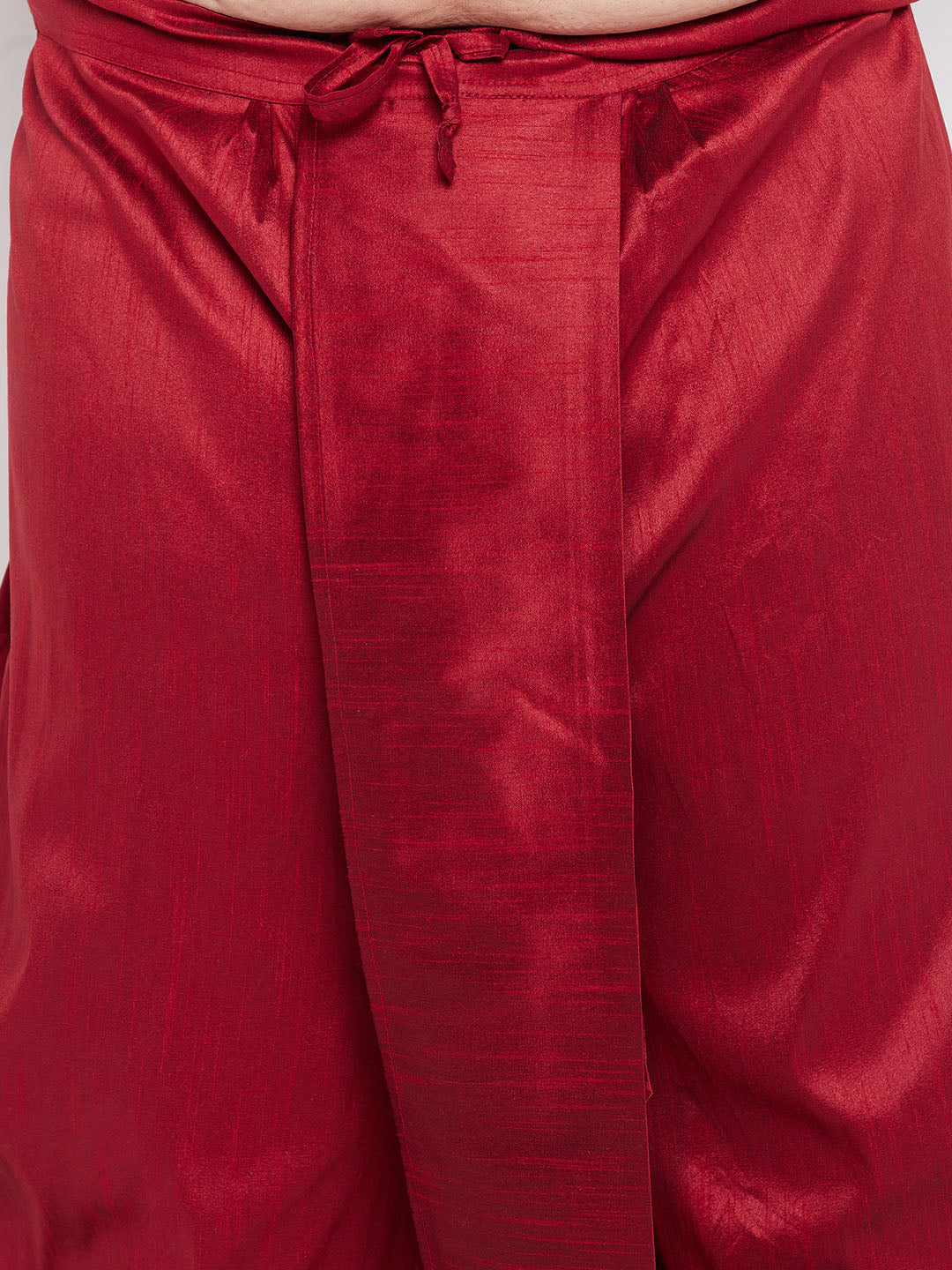Men's Plus Size Maroon Woven Kurta And Maroon Dhoti Set