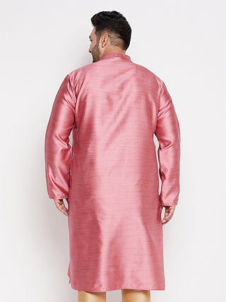 VASTRAMAY Men's Plus Size Pink Woven Kurta
