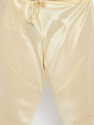 VASTRAMAY Men's Plus Size Coffee Brown And Gold Silk Blend Kurta Pyjama Set