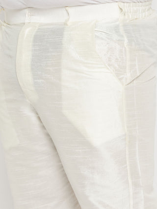 VASTRAMAY Men's Plus Size Cream Silk Blend Pant Style Pyjama
