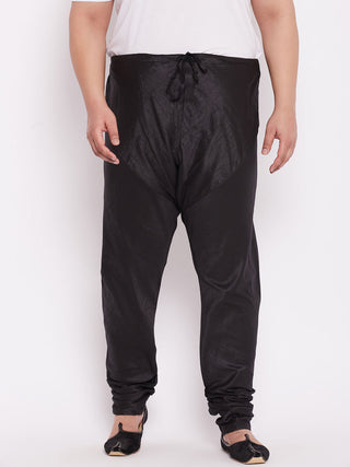Vastramay Men's  Plus Size Black Silk Blend Pyjama