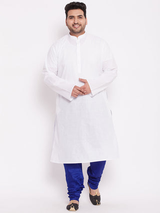 VASTRAMAY Men's Plus Size Blue Cotton Silk Blend Churidar