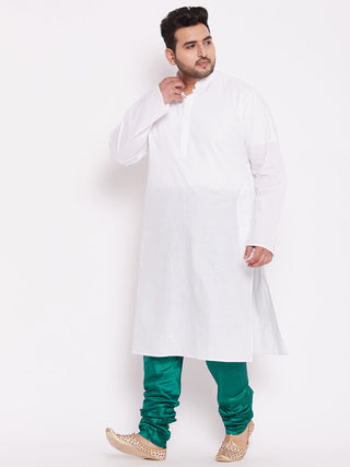 VASTRAMAY Men's Plus Size Turquoise Cotton Silk Blend Churidar