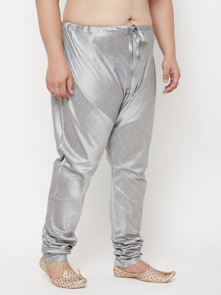 VASTRAMAY Men's Plus Size Grey Cotton Silk Blend Pyjama