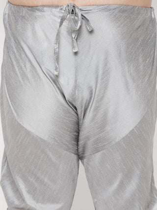 VASTRAMAY Men's Plus Size Grey Cotton Silk Blend Pyjama