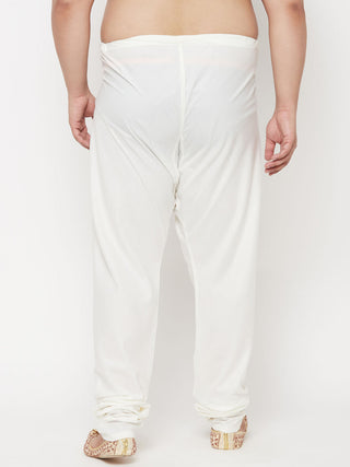 VASTRAMAY Men's Plus Size Cream Silk Blend Pyjama