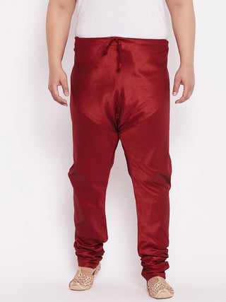 Vastramay Men's Maroon Cotton Silk Blend Pyjama